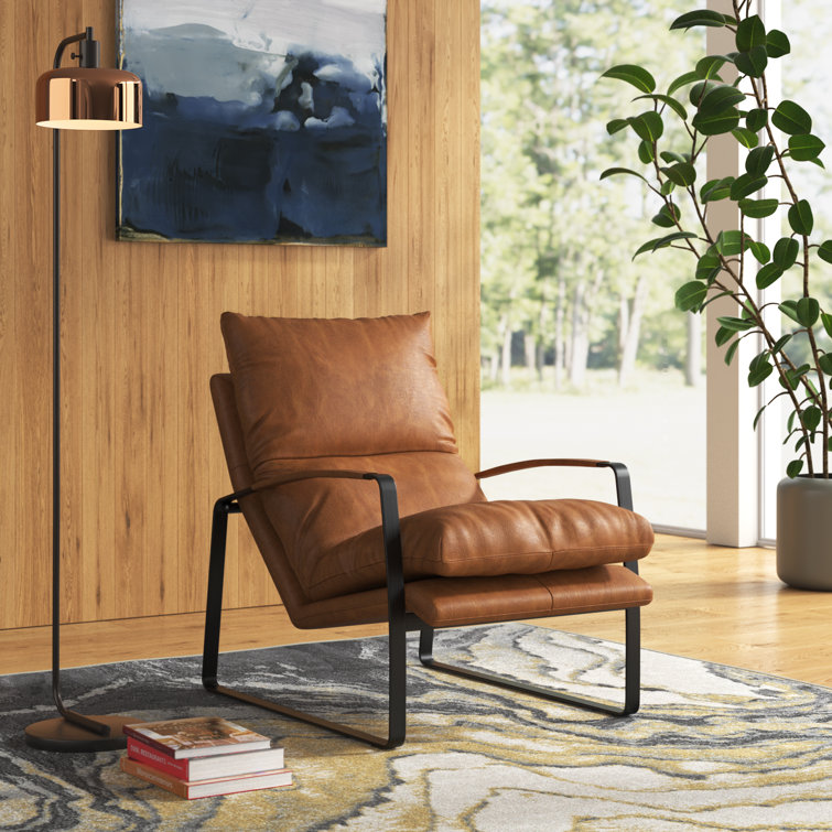 Cognac leather online armchair